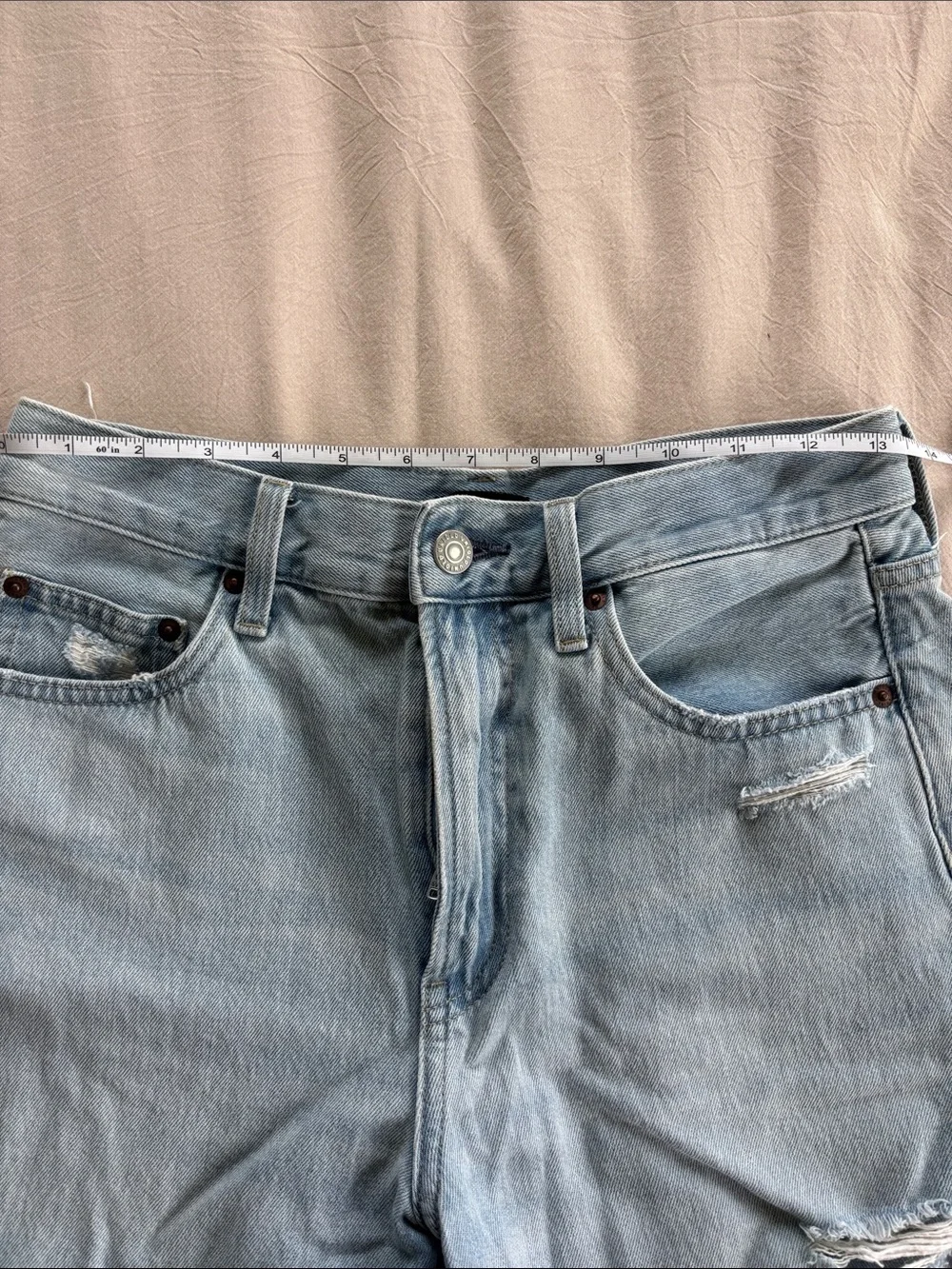 Uniqlo Distressed Light Denim Shorts
